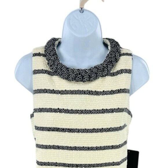 Tuckernuck NEW Navy Stripe Tweed Sleeveless Crew Neck Jackie Mini Dress Size M - Picture 4 of 10